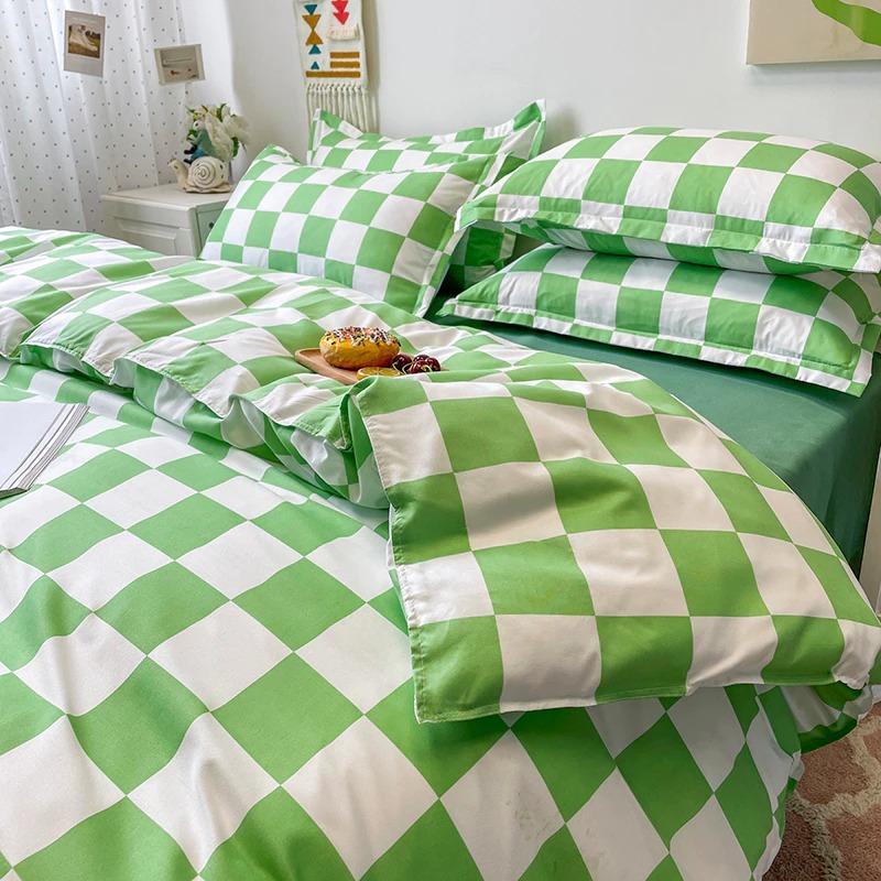 Tjekket Sengetøj Sæt i 100% Polyester