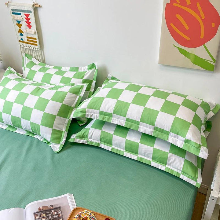 Tjekket Sengetøj Sæt i 100% Polyester