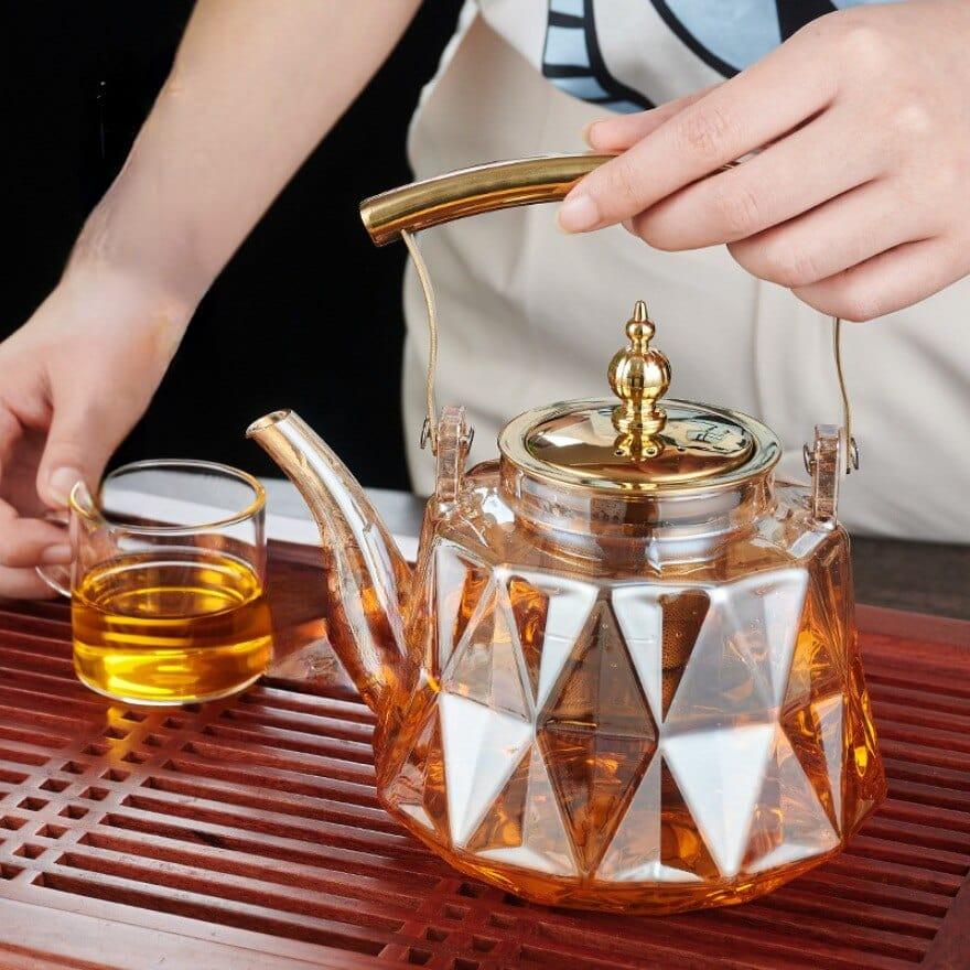 Elegant Varmebestandig Borosilikatglas Teapot med Si