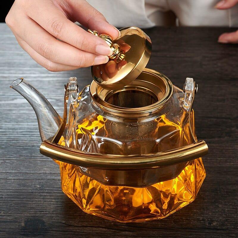 Elegant Varmebestandig Borosilikatglas Teapot med Si