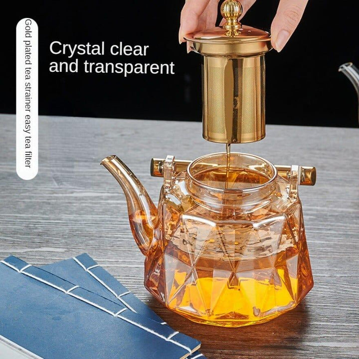 Elegant Varmebestandig Borosilikatglas Teapot med Si