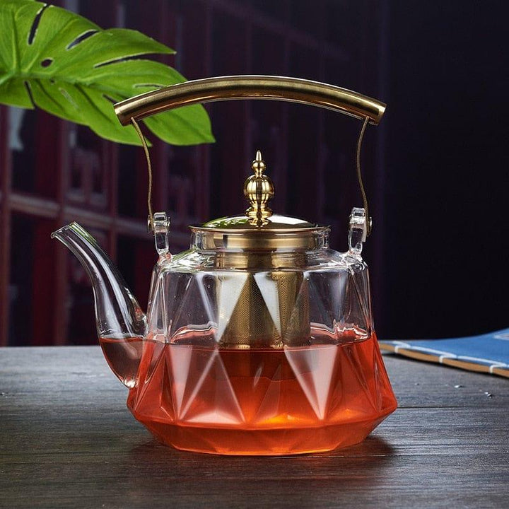 Elegant Varmebestandig Borosilikatglas Teapot med Si