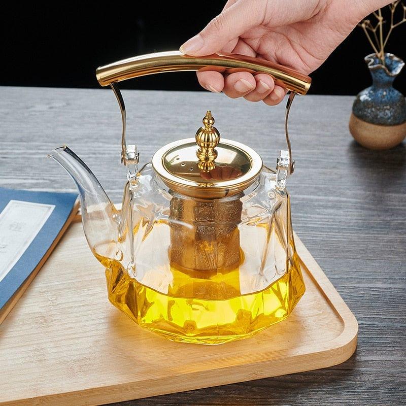 Elegant Varmebestandig Borosilikatglas Teapot med Si