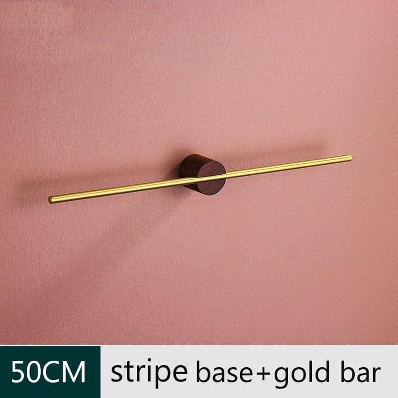 Væghængt Håndklædeholder i Sort Aluminium med Guld Detaljer