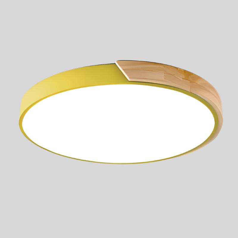 Træ Rund Loftlampe med Peberkage-design