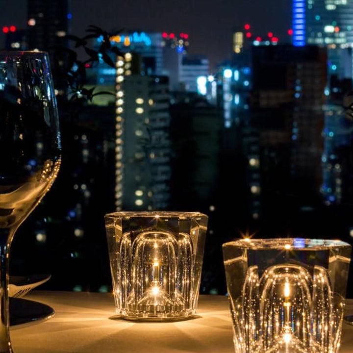 Genopladelig LED Krystal Bordlampe med Diamantdesign