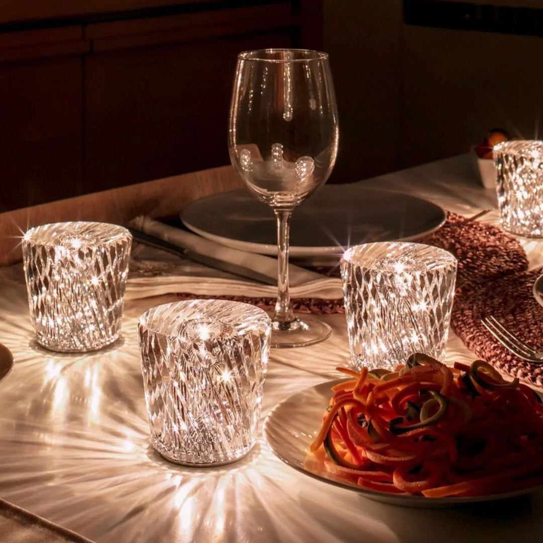Genopladelig LED Krystal Bordlampe med Diamantdesign