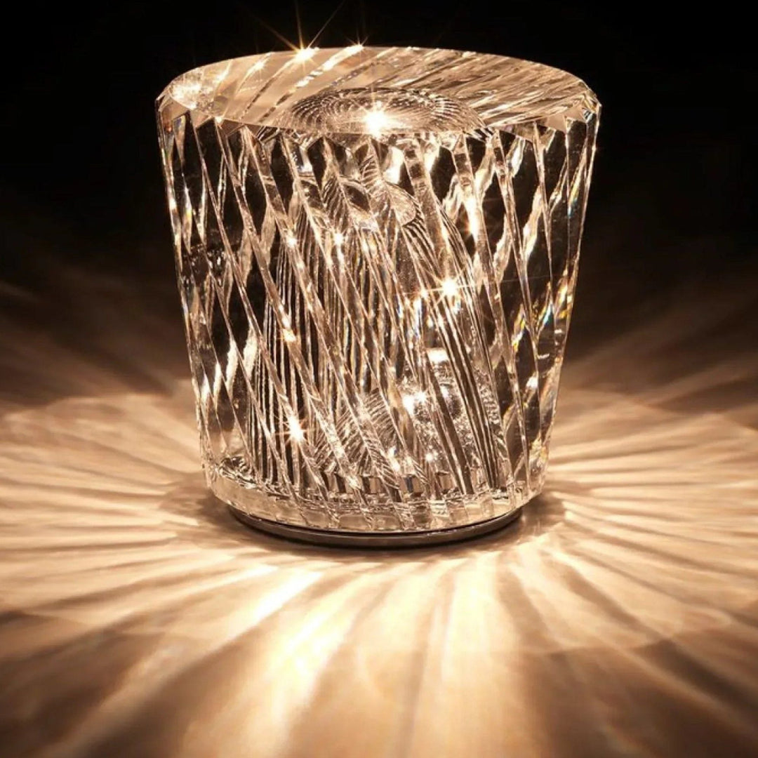 Genopladelig LED Krystal Bordlampe med Diamantdesign
