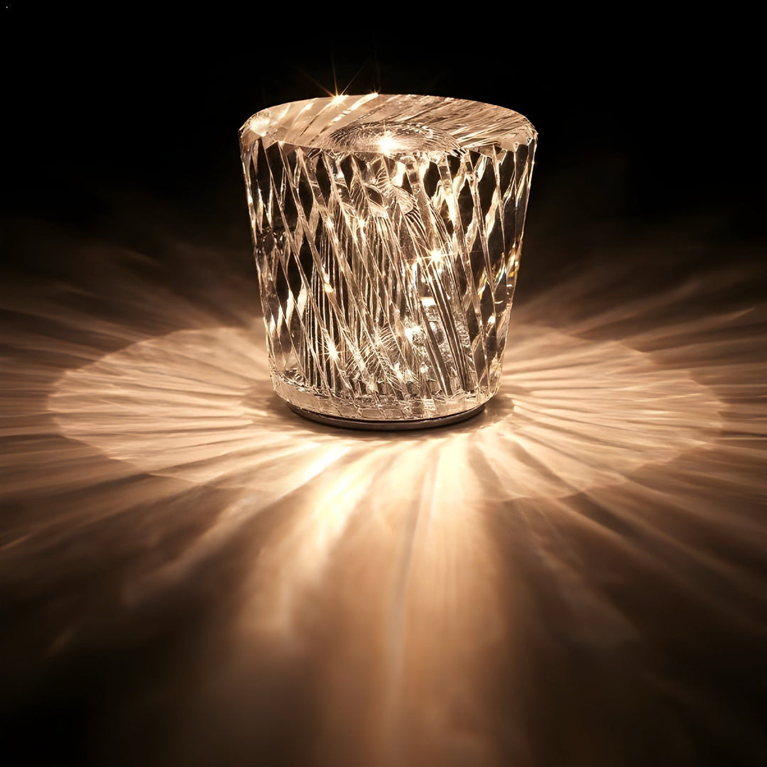 Genopladelig LED Krystal Bordlampe med Diamantdesign