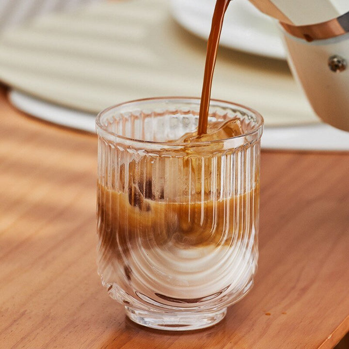 Glas Iced Coffee Mug med Kawaii Bølgegravering