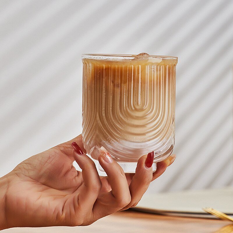 Glas Iced Coffee Mug med Kawaii Bølgegravering