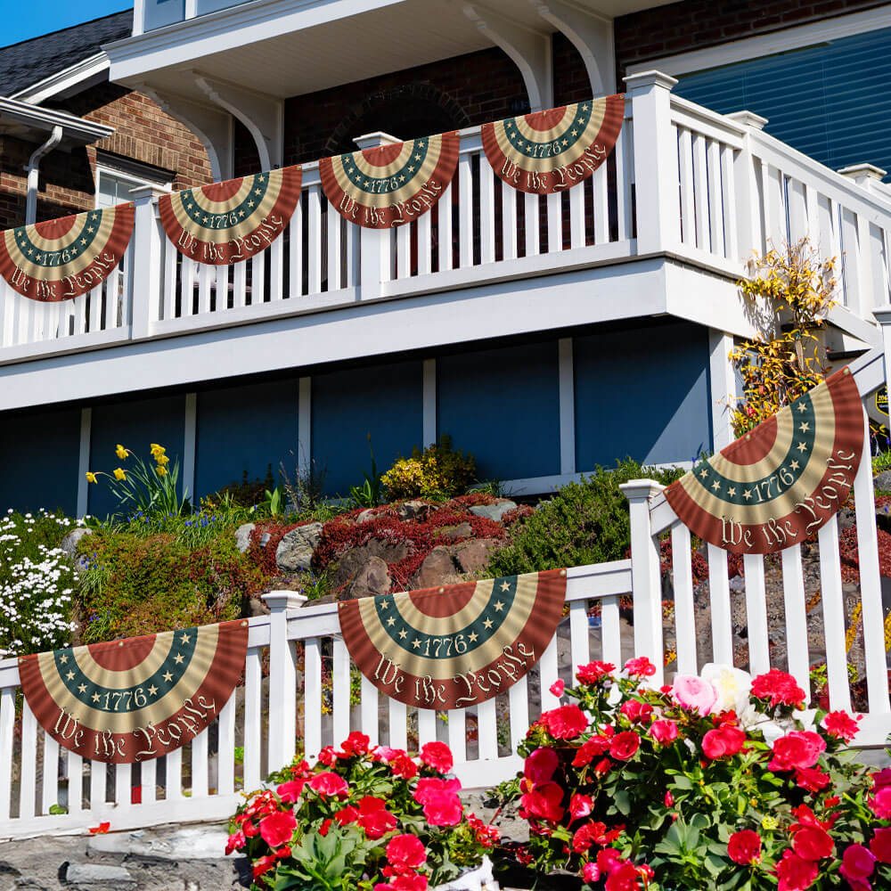 1776 Vi Folket Dobbelt-Sidet Amerikansk Flag Bunting i Lærred