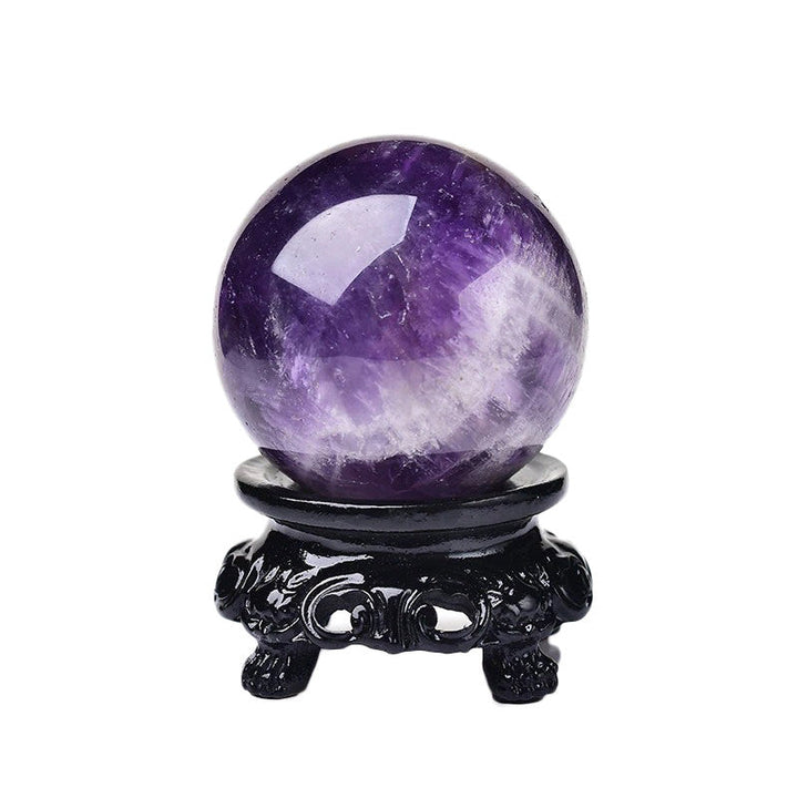 Naturlig Amethyst Krystal Kule med Træstand