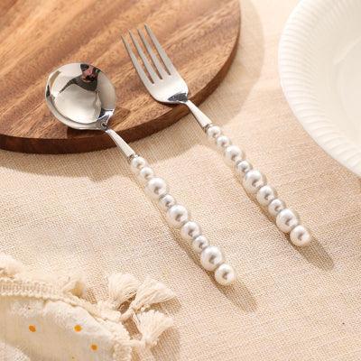 Elegant Bestiksæt med Perlehåndtag i Rustfrit Stål