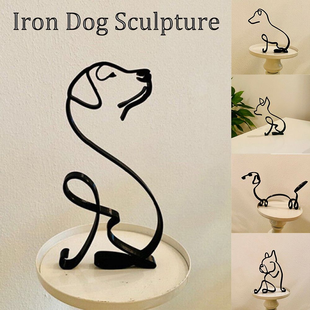 Abstrakt Metal Kat og Hund Skulptur til Skrivebord