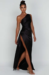 Celeste | Kvinders Bryllupsgæst Satin One Shoulder Bodycon Kjole