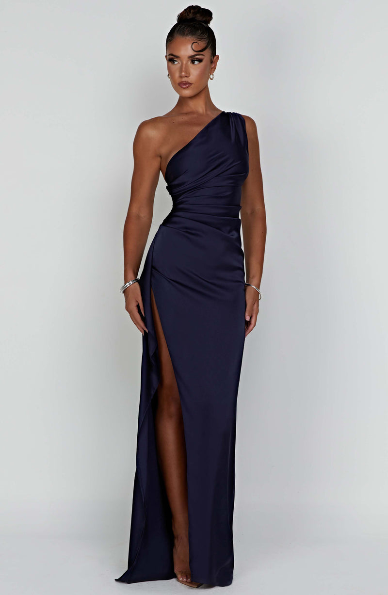 Celeste | Kvinders Bryllupsgæst Satin One Shoulder Bodycon Kjole