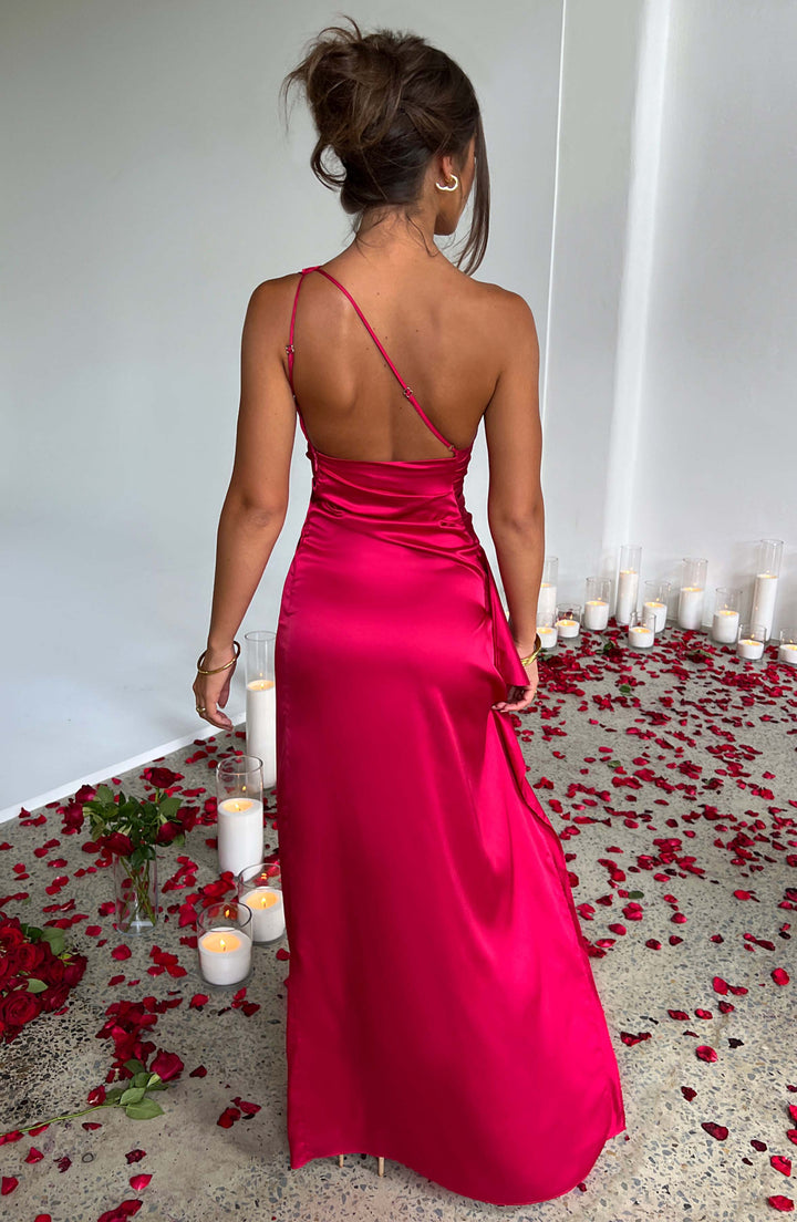 Celeste | Kvinders Bryllupsgæst Satin One Shoulder Bodycon Kjole