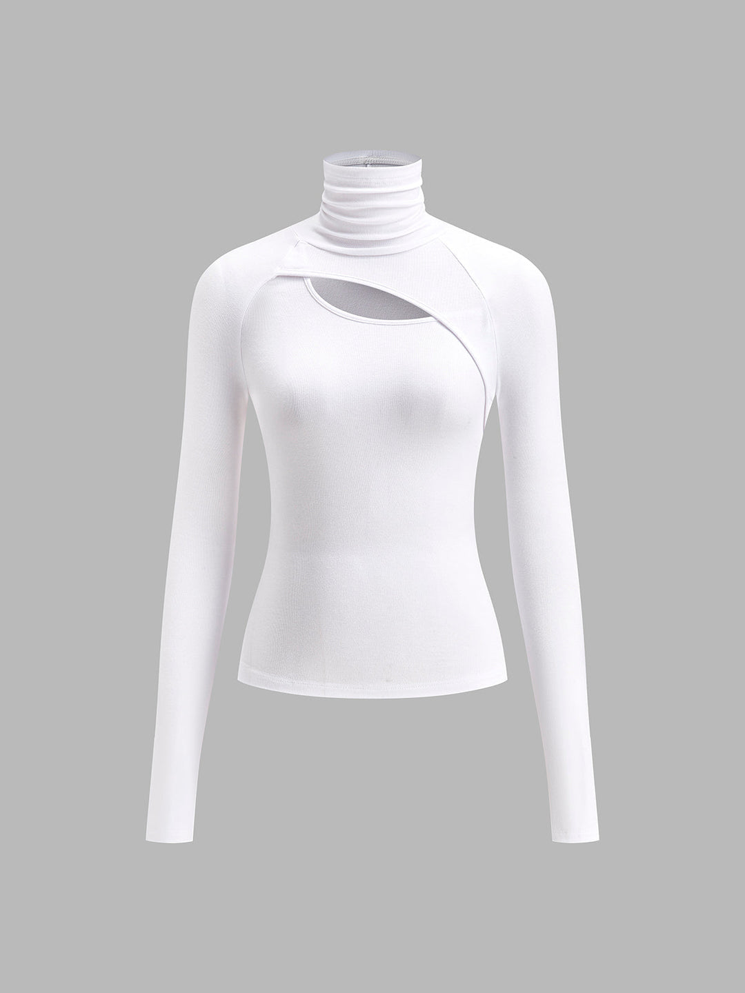 Ravena | Kvinders Turtleneck Cutout Top Langærmet Fitted Gå-ud Top