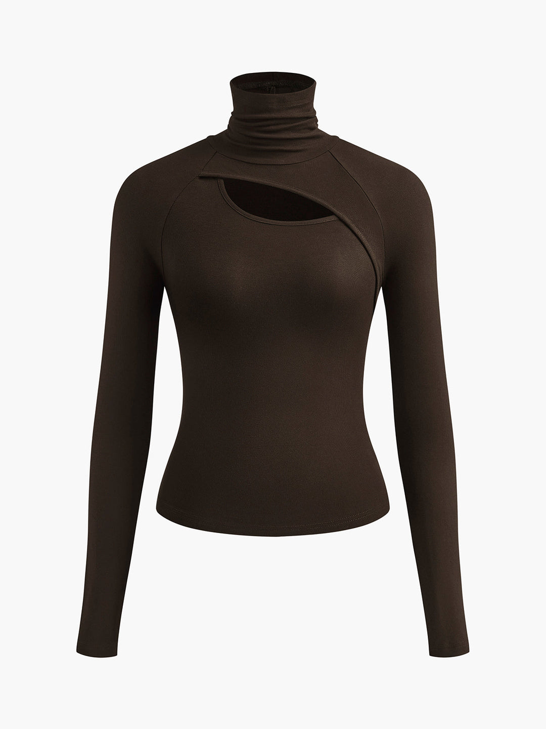 Ravena | Kvinders Turtleneck Cutout Top Langærmet Fitted Gå-ud Top