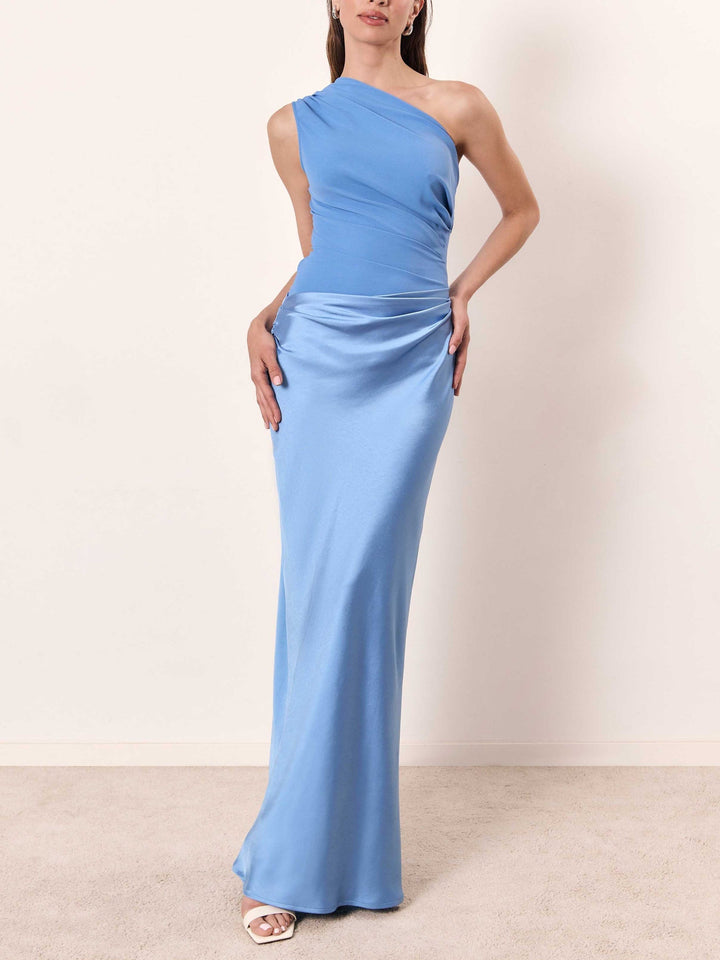 Anita™ | Chic One-Shoulder Maxi Dress with Pleats