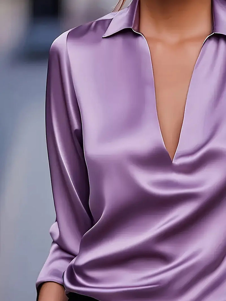 Eva™ | Luksus Satin V-Hals Bluse