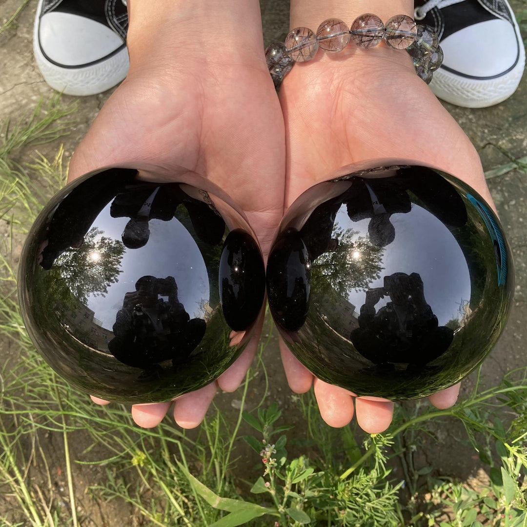 Obsidian Krystal Kule til Energi Rensning og Feng Shui