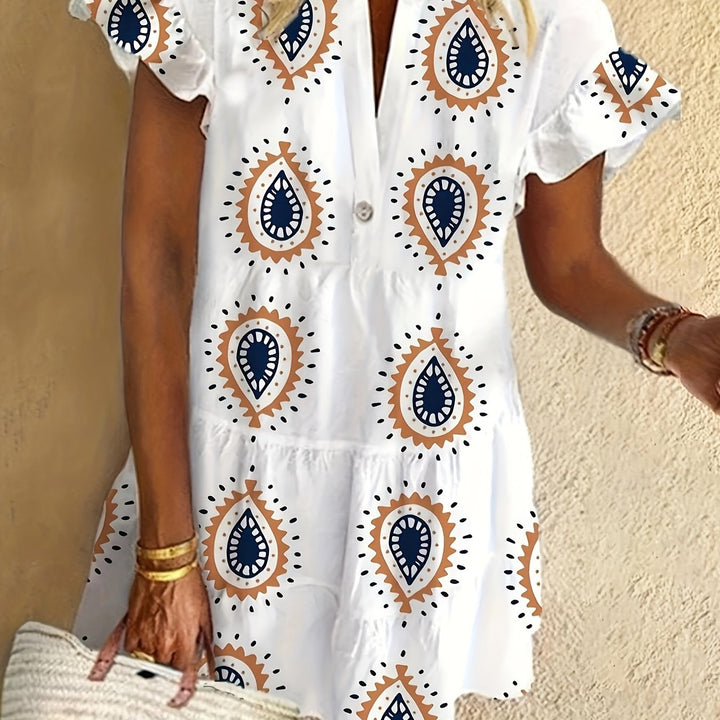 Presley | Kvinders Boho Flowy Draperet Midi Kjole Cocktail