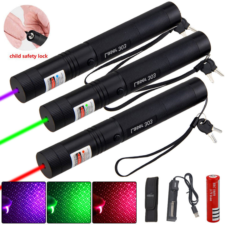 Genopladelig Laserpointer med Justerbar Fokus og Sikkerhedslås