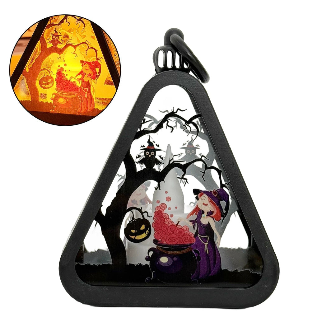 Trekantet Halloween Bordlampe med Spooky Motiver