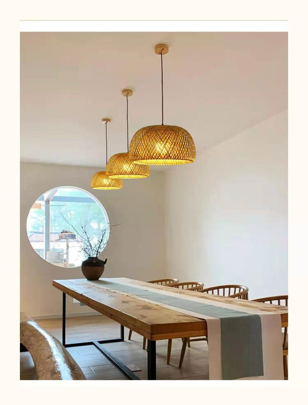 Håndlavet Bambus Loftlampe med Rattan Design