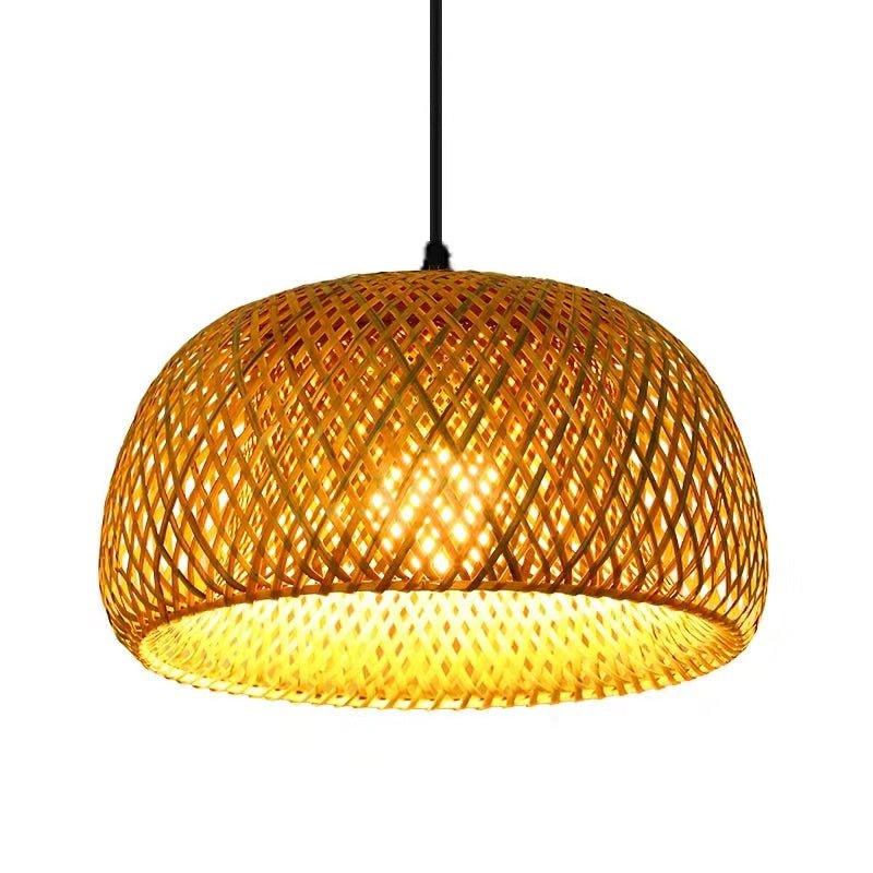 Håndlavet Bambus Loftlampe med Rattan Design