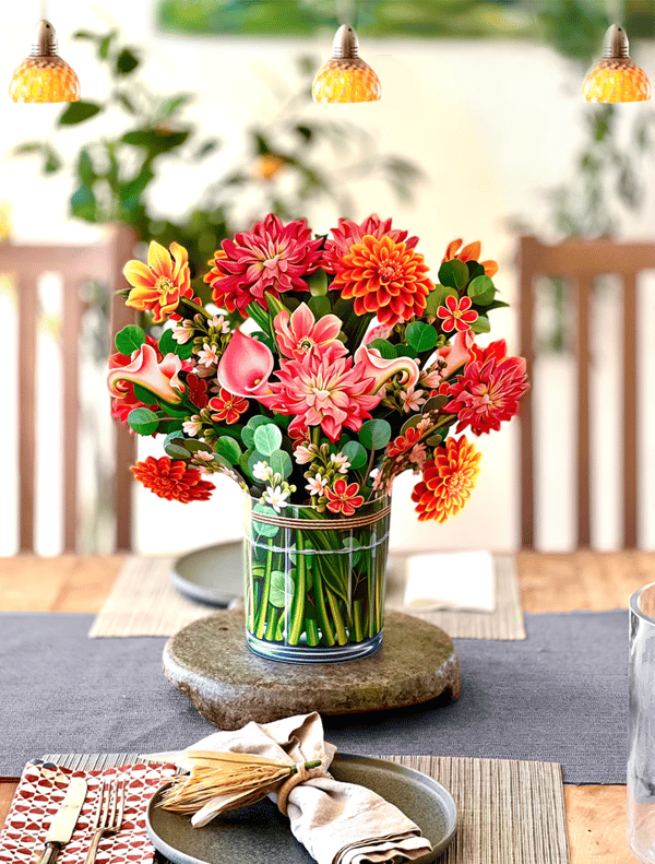 Realistisk Pop-up Blomsterkunst med Hilsen Kort