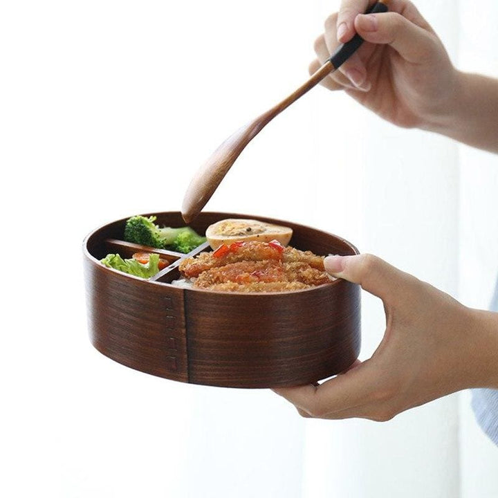 Japansk Træ Bento Madkasse med Gummibånd - 500ml