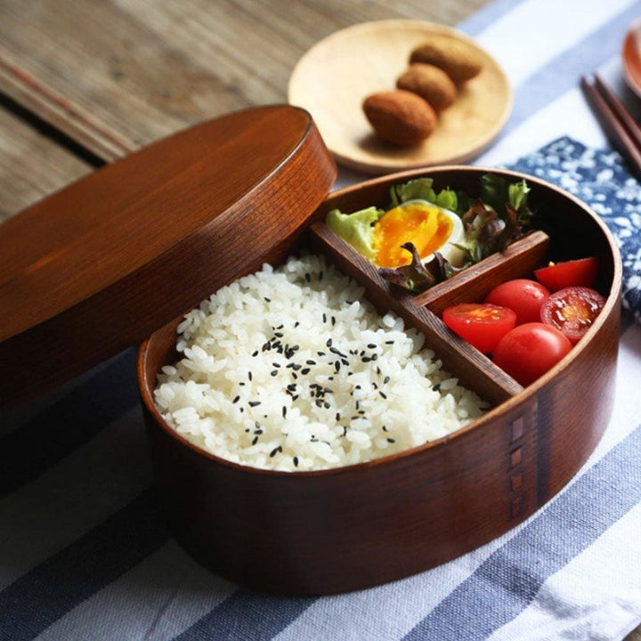 Japansk Træ Bento Madkasse med Gummibånd - 500ml