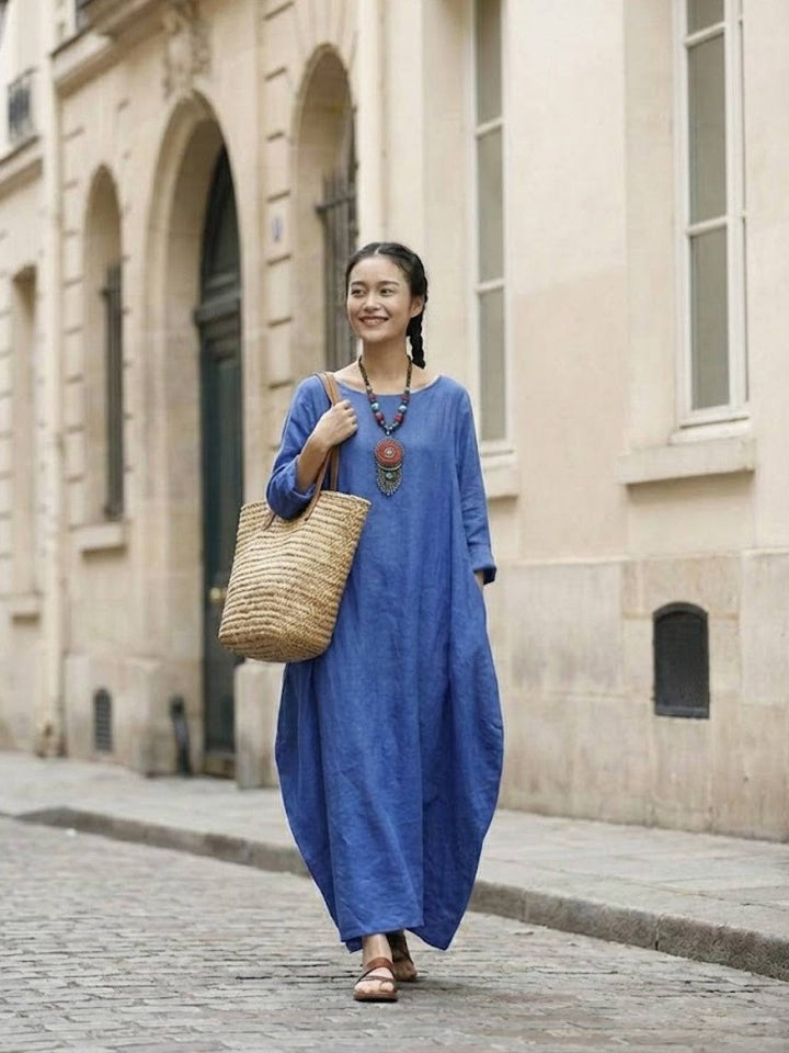 Serena | Kvinders Oversized Boho Maxi Kjole med 3/4 Ærmer