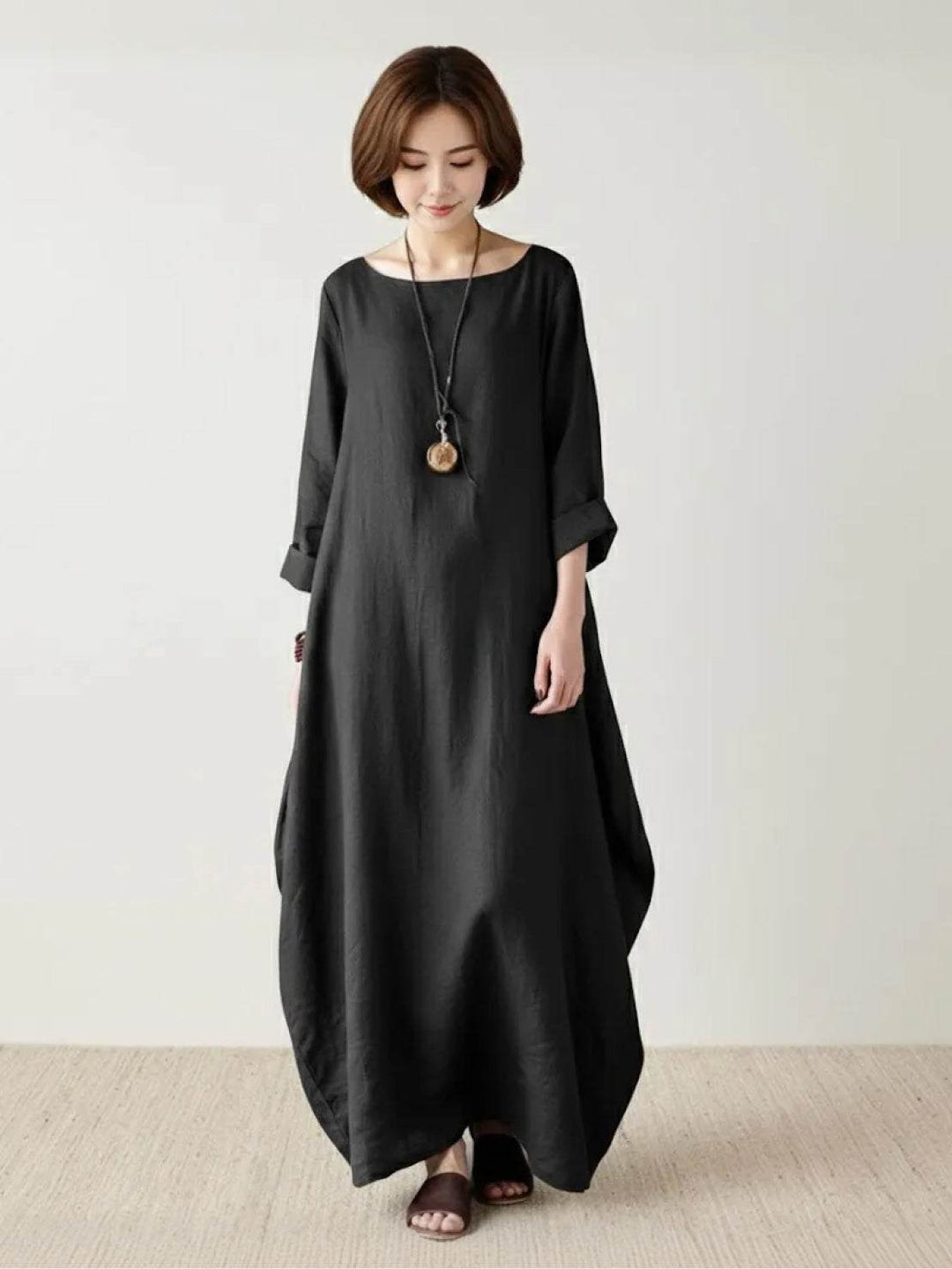 Serena | Kvinders Oversized Boho Maxi Kjole med 3/4 Ærmer