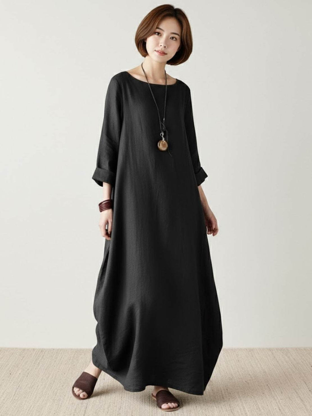 Serena | Kvinders Oversized Boho Maxi Kjole med 3/4 Ærmer