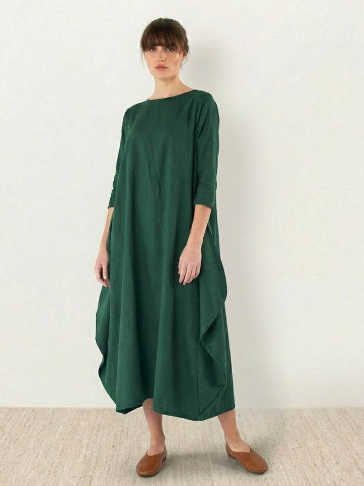 Serena | Kvinders Oversized Boho Maxi Kjole med 3/4 Ærmer