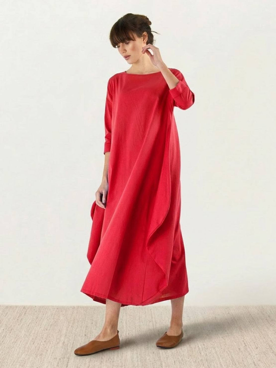 Serena | Kvinders Oversized Boho Maxi Kjole med 3/4 Ærmer