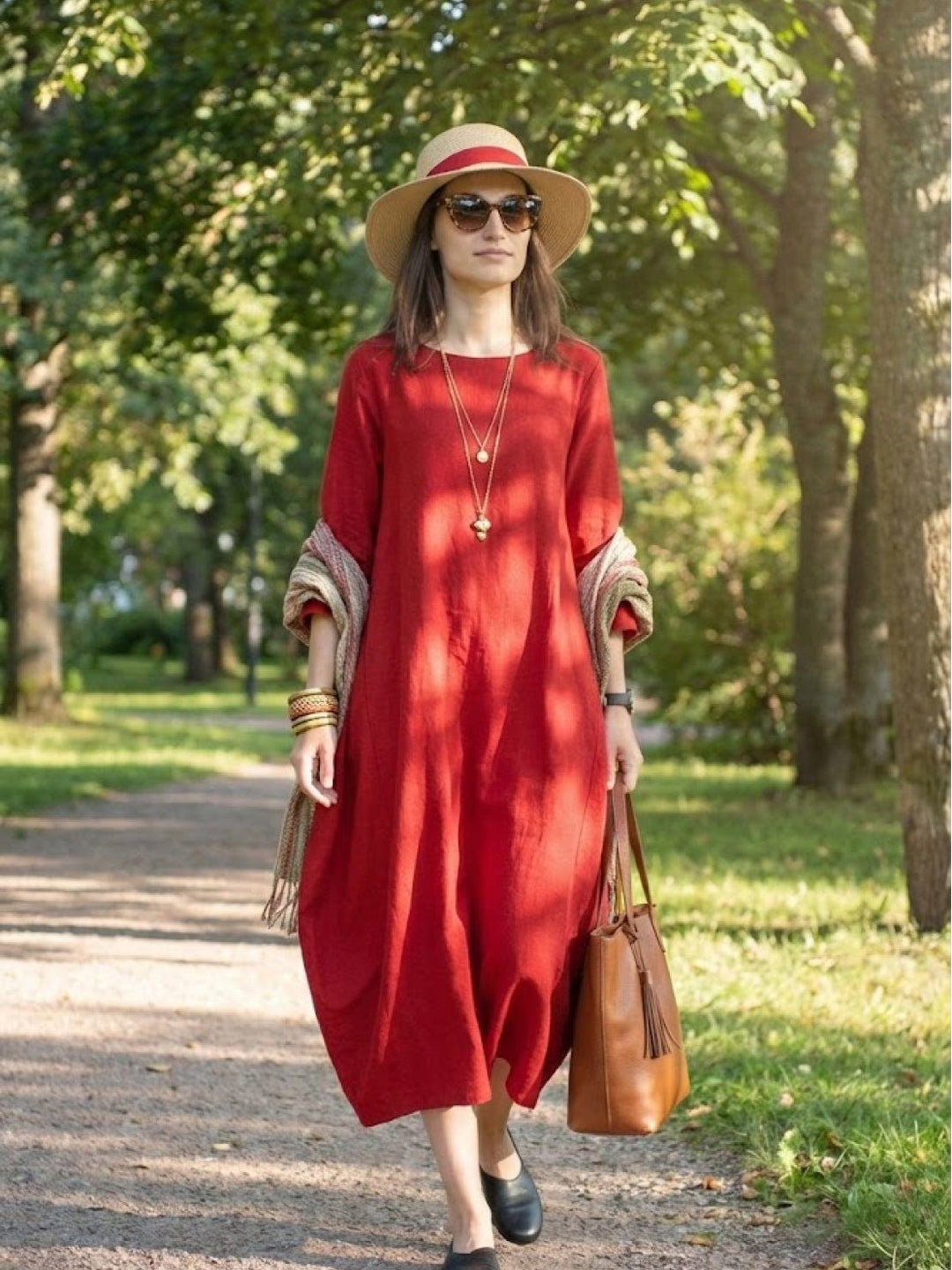 Serena | Kvinders Oversized Boho Maxi Kjole med 3/4 Ærmer