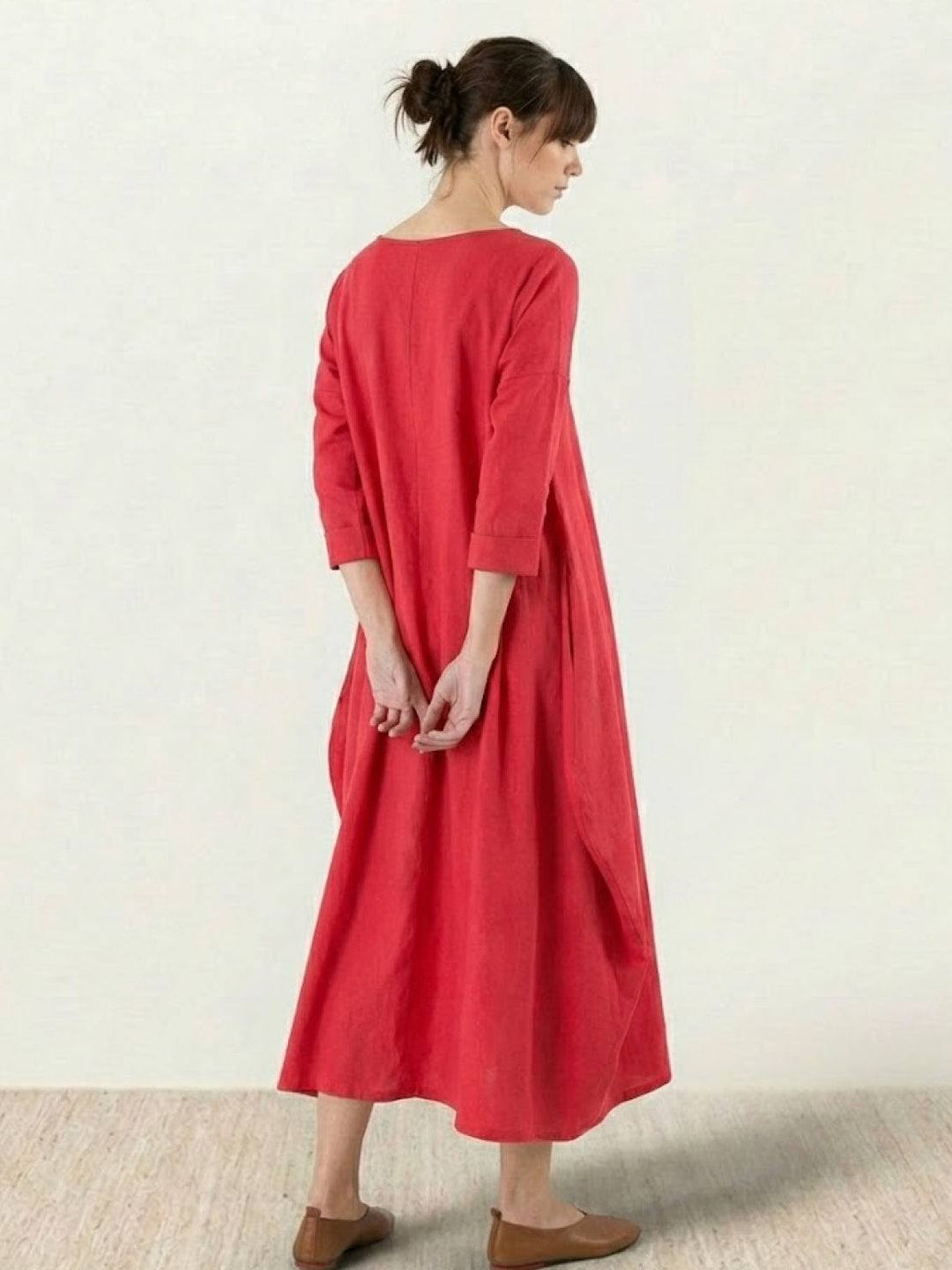 Serena | Kvinders Oversized Boho Maxi Kjole med 3/4 Ærmer
