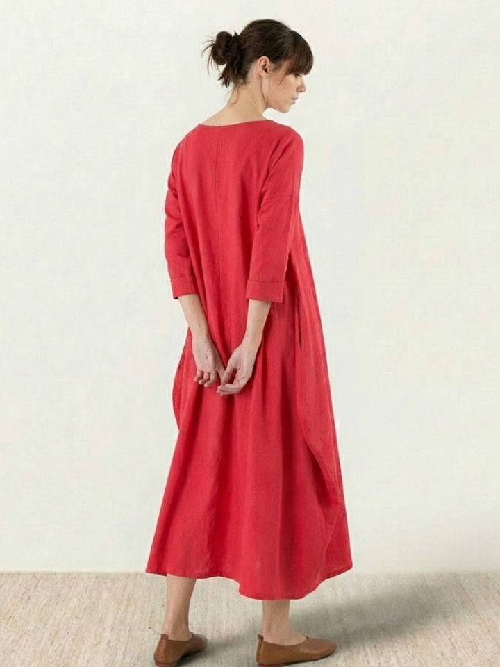 Serena | Kvinders Oversized Boho Maxi Kjole med 3/4 Ærmer