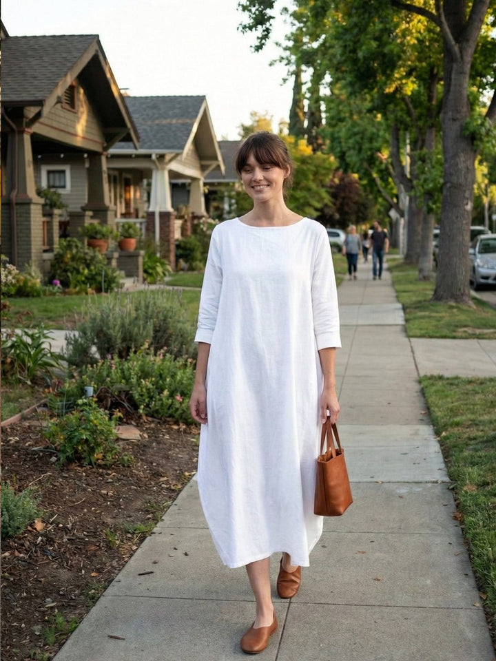 Serena | Kvinders Oversized Boho Maxi Kjole med 3/4 Ærmer