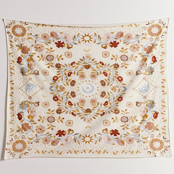 Bohemsk Blomster Tapestry med Månefaser 152x127 cm