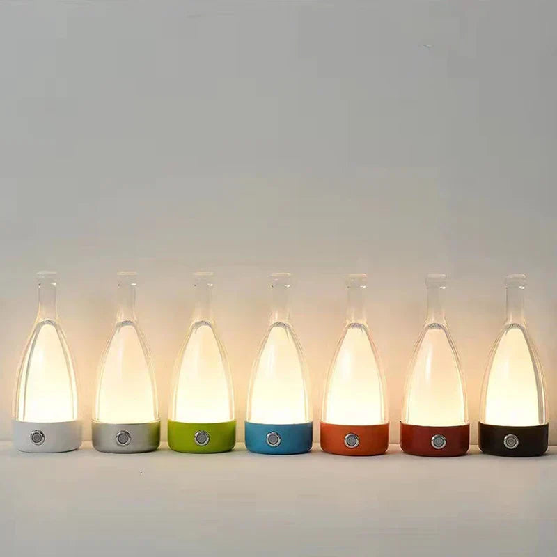 Vinflaskeformet USB Genopladelig Bordlampe med Dæmpbart LED-lys