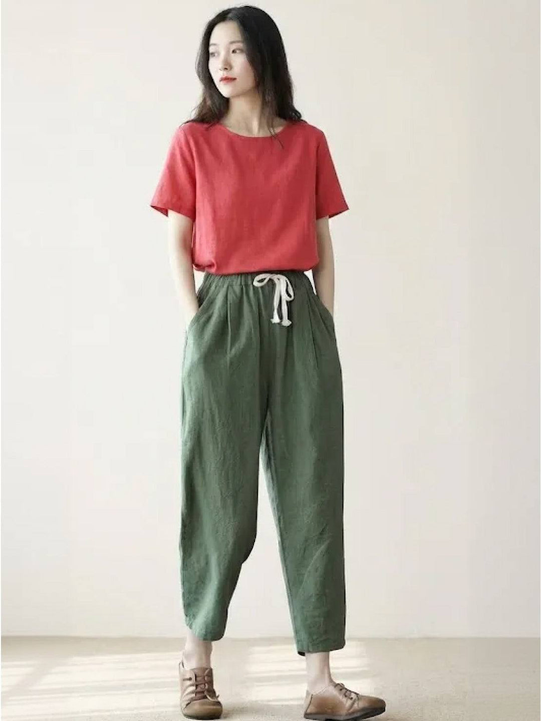 Harper | Kvinders Casual Drawstring Straight-Leg Casual Bukser