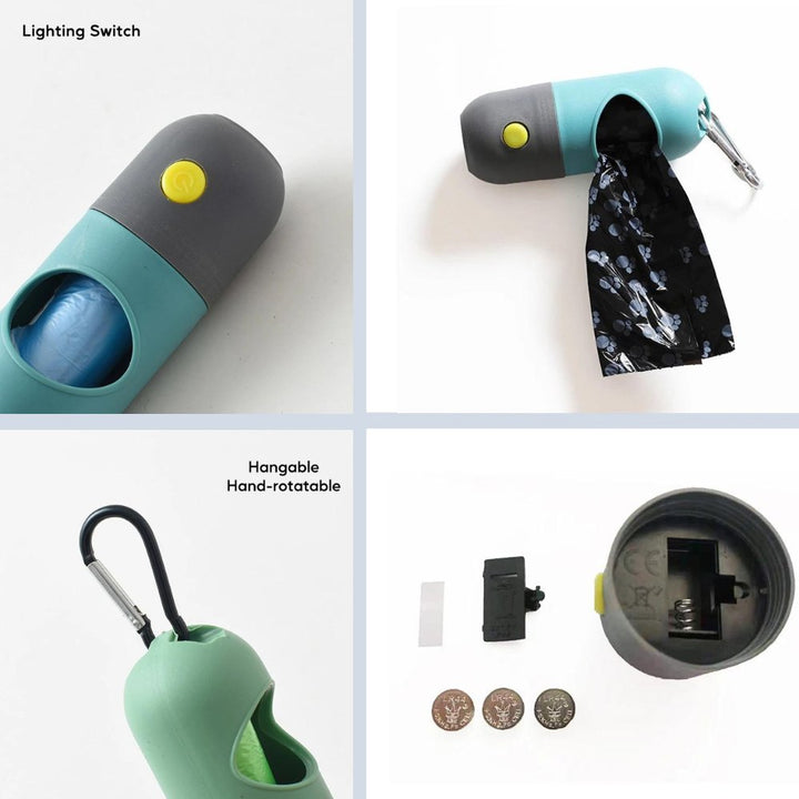 LED Hundepose Dispenser med Biologisk Nedbrydelige Poser