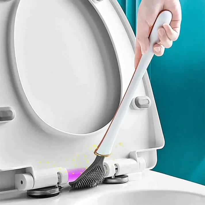 Silicone Toiletbørste med Klæbende Holder - Elegant og Hygiejnisk Design