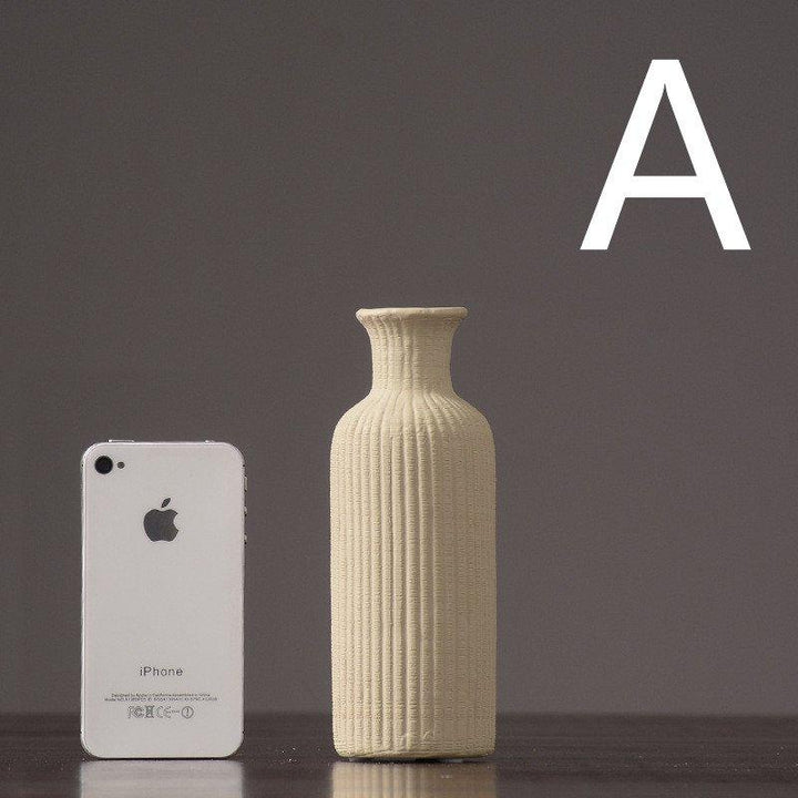 Minimalistisk Keramisk Blomsterkrukke i Mørk Beige og Lys Grå